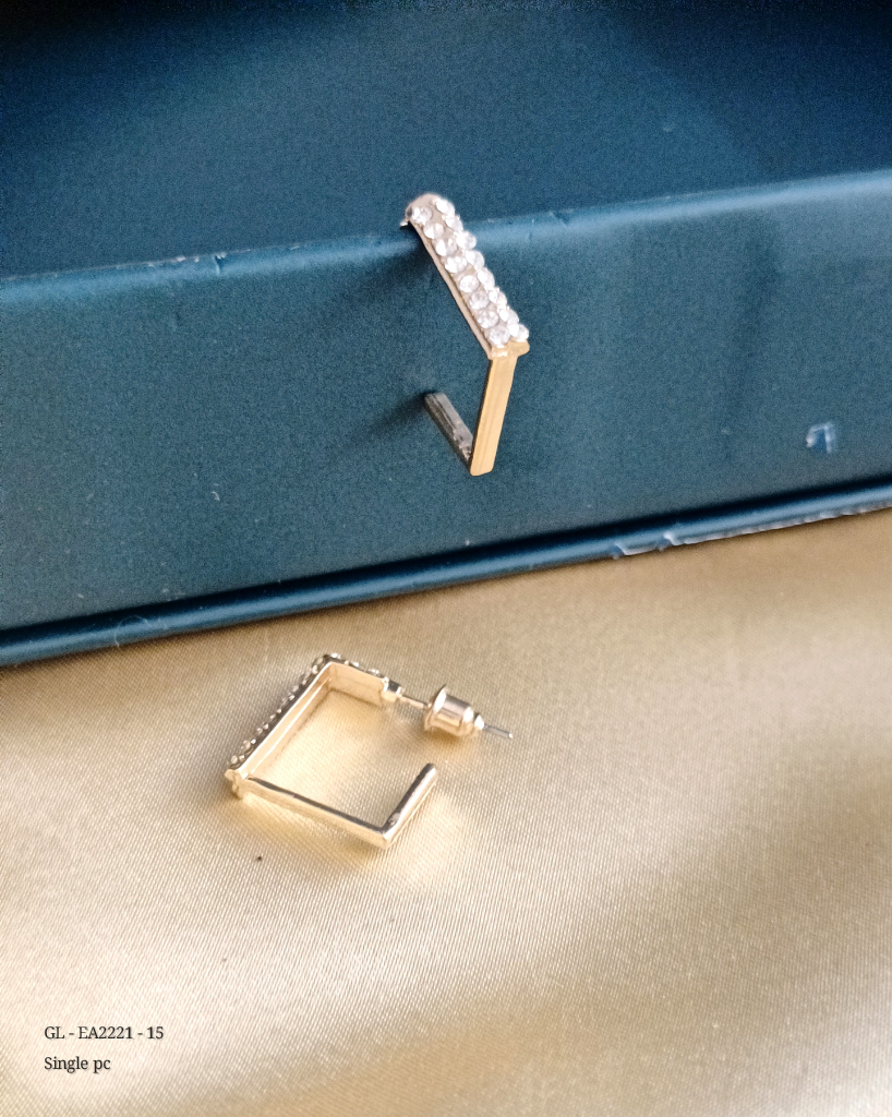 Rose gold finish square shape AD earrings