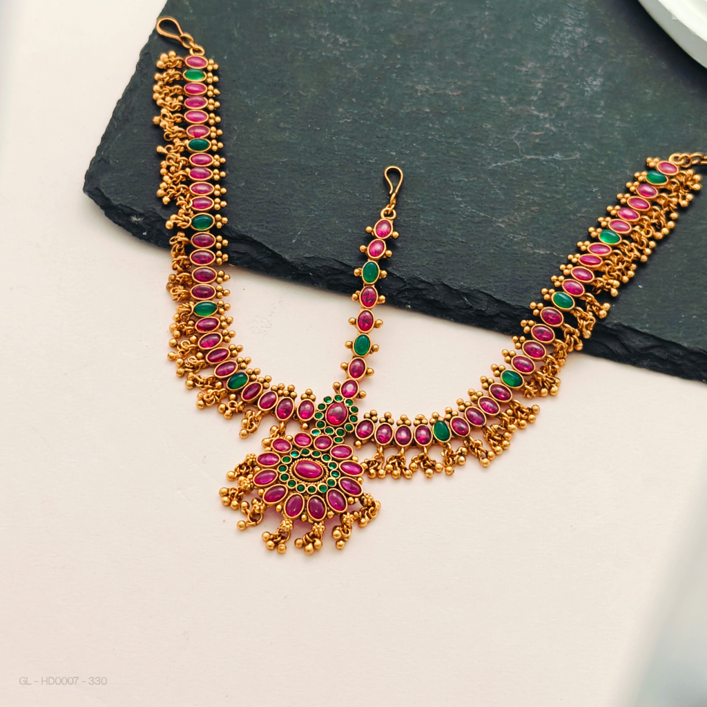 3 line Tikka - Kemp Stone Bridal - Multicolor