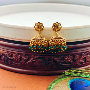 Gold Finish Floral Jhumka