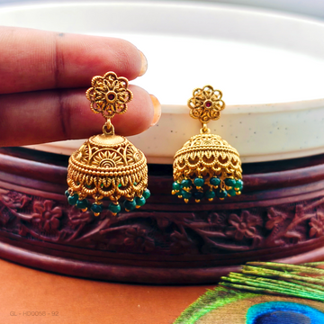 Gold Finish Floral Jhumka
