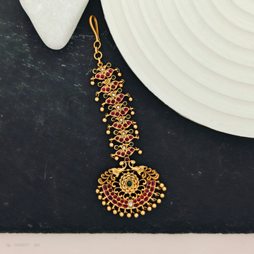 Gold finish Ruby peacock  Design Tikka