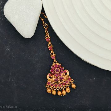 Gold finish Peacock  Design Ruby Tikka