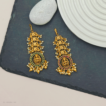 Gold finish Lakshmi Design Ruby ,Emerald pearl Tikka