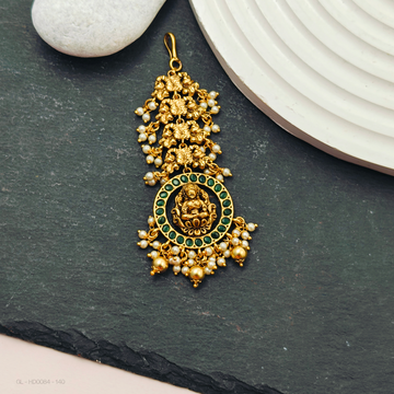 Gold finish Lakshmi Design Ruby ,Emerald pearl Tikka