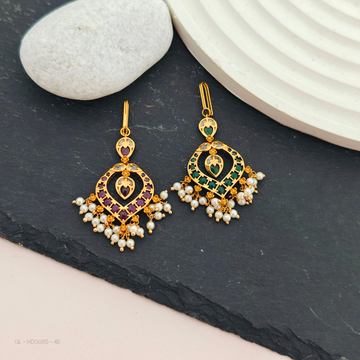 Gold finish Ruby ,Emerald pearl Tikka