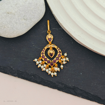 Gold finish Ruby ,Emerald pearl Tikka