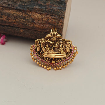 Lakshmi Temple Gold Finish Jada Billai Bridal Hair Accessory