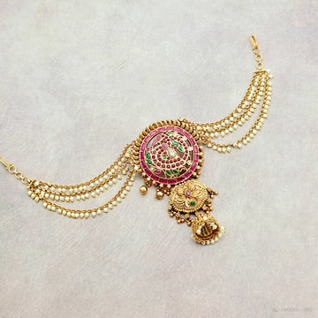 Gorgeous Peacock Jada Billa with Earchains/ Maatil