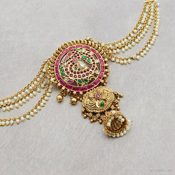 Gorgeous Peacock Jada Billa with Earchains/ Maatil