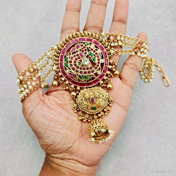 Gorgeous Peacock Jada Billa with Earchains/ Maatil