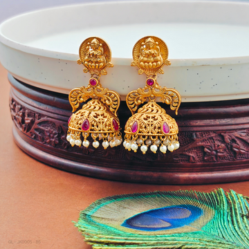 Gold Finish ruby Lakshmi Jhumkas