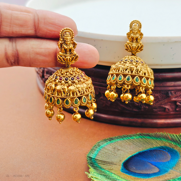 Gold-Ruby Emerald Elephant pattern Jhumkas