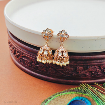 Small Beaded Kundan Jhumkas ( Gold plating )