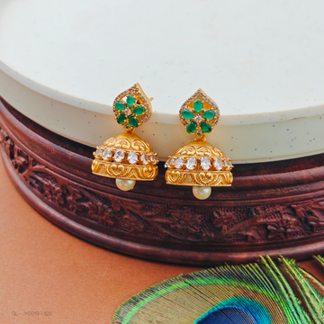 Cz Emerald stone Jhumkas