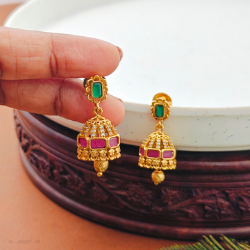 Golden -Emerald-Ruby-Stones- Jhumkas
