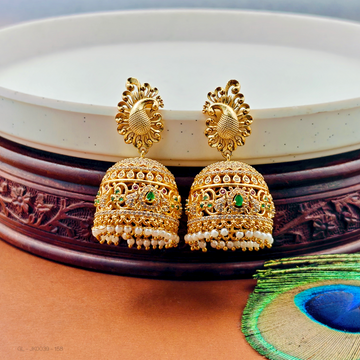 Golden Cz Peacock Jhumka