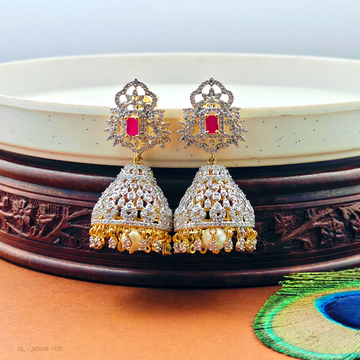 Screw back American Diamond Jhumkas