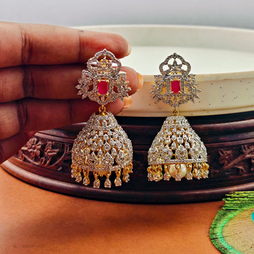 Screw back American Diamond Jhumkas