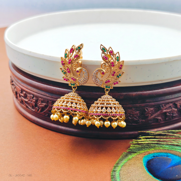 Lightweight Cz Peacock Gold Finish Jhumkas
