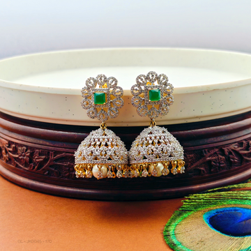 Screw back American Diamond Jhumkas