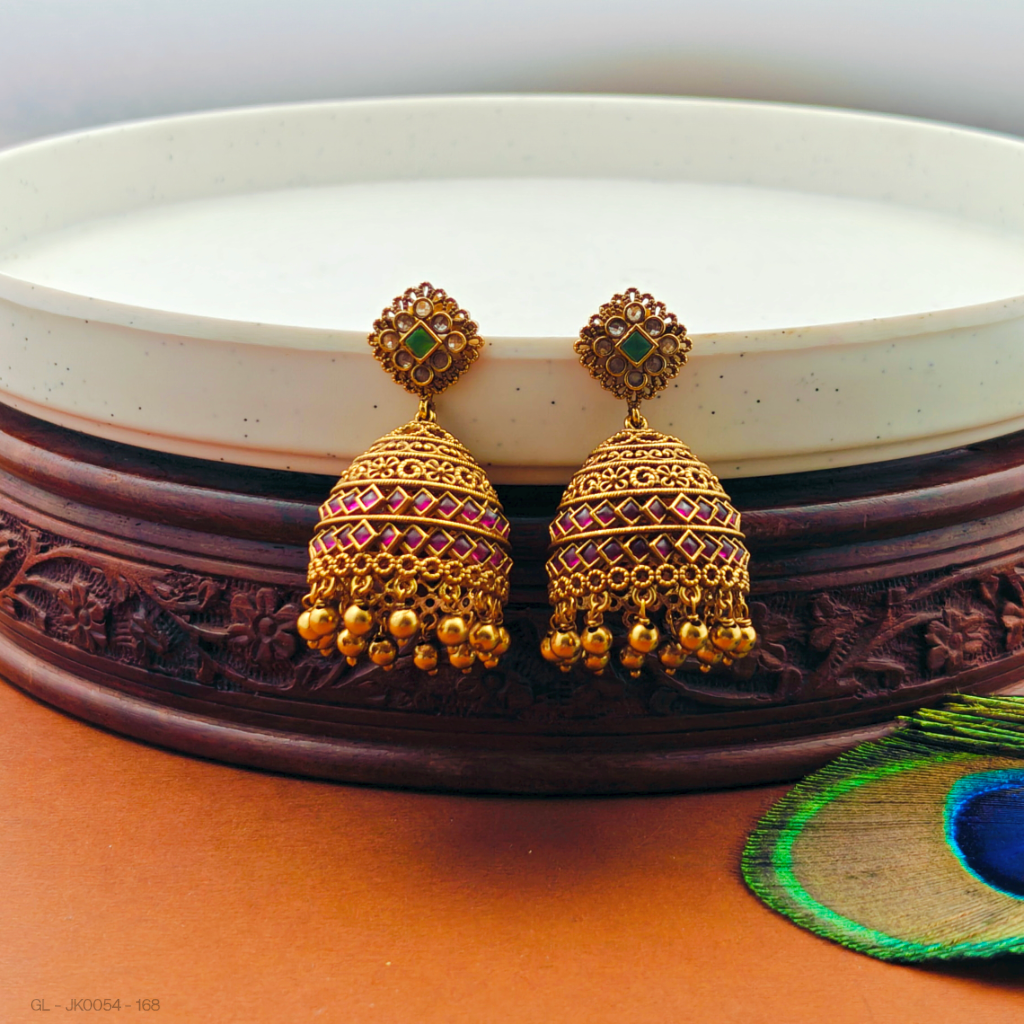 Cz Antique Finish Non temple Jhumka