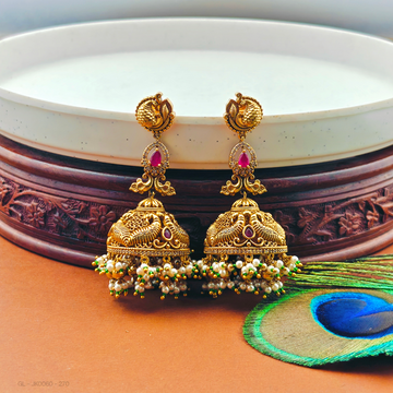 Semiprecious long Peacock Jhumkas