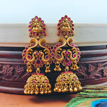 Ruby Peacock Lakshmi Style Jhumkas