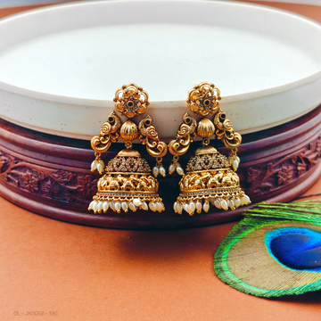 Nagas Gold Finish peacock Jhumka
