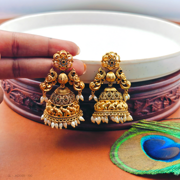Nagas Gold Finish peacock Jhumka