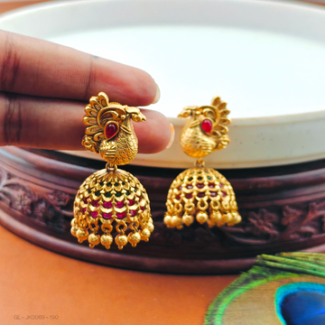 Gold Finish Peacock Kemp Jhumka