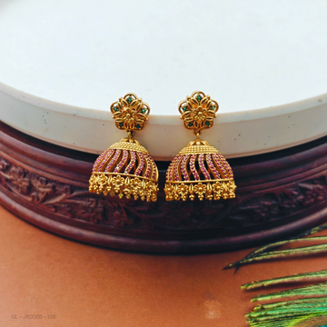 Ruby Emerald gold finish Jhumka
