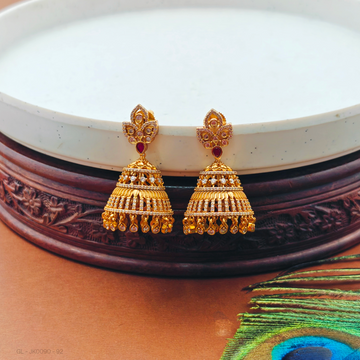 Gold Finish-multicolor Jhumkas