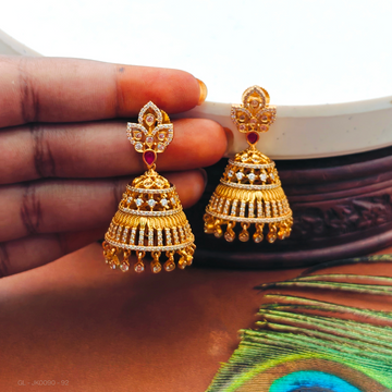 Gold Finish-multicolor Jhumkas