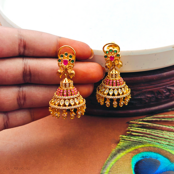 Gold Finish-multicolor Jhumkas