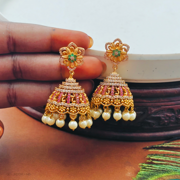 Gold Finish Multicolor Jhumkas