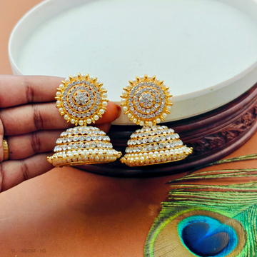 Bharathanatyam style-white stoned Jhumkas