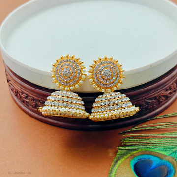 Bharathanatyam style-white stoned Jhumkas