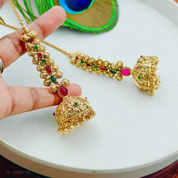 Antique Finish golden Earchain jhumka