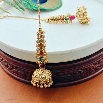 Antique Finish golden Earchain jhumka