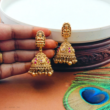 Gold Finish Nagas Temple Jhumkas