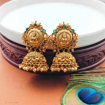 Green matt finish Bridal Jhumkas