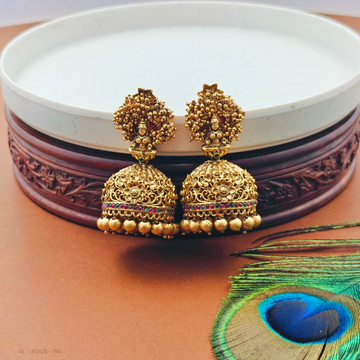 Matt Gold Finish Temple Jhumka