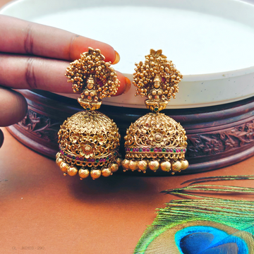 Matt Gold Finish Temple Jhumka