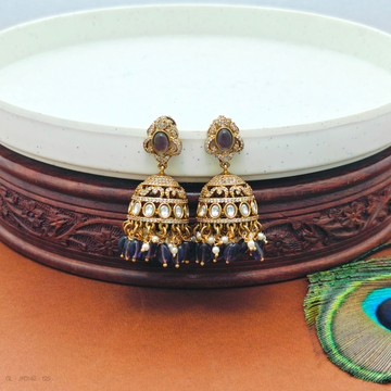 Micro gold  Emerald stone jhumkas
