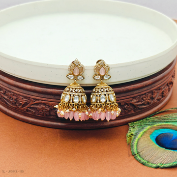 Micro gold Ad stone pearl jhumkas