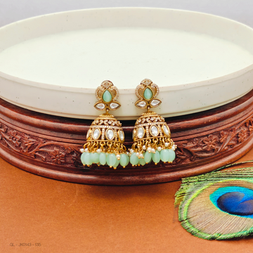 Micro gold Ad stone pearl jhumkas