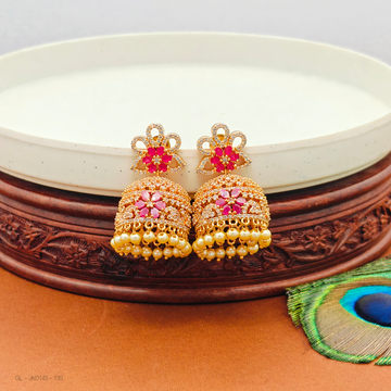 Micro gold Floral top pearl jhumkas