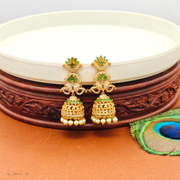 Micro gold AD stone Layered pearl jhumkas