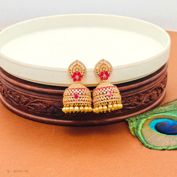 Micro gold AD stone Floral design pearl jhumkas