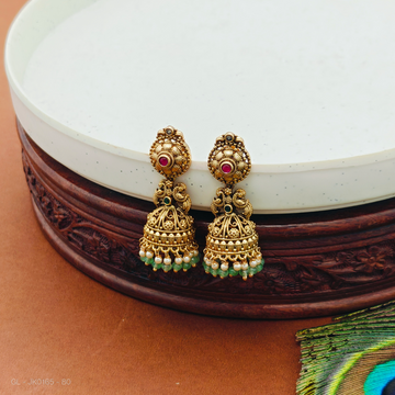 Micro gold Traditional peacock design pearl jhumkas